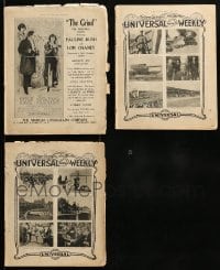 7x288 LOT OF 3 1910S UNIVERSAL WEEKLY EXHIBITOR MAGAZINES 1915 super early movie images, rare!