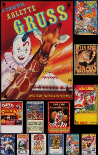7x351 LOT OF 19 MOSTLY FORMERLY FOLDED NON-U.S. CIRCUS POSTERS 1990s-2010s great clown images!