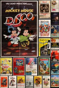 7x084 LOT OF 30 FOLDED DISNEY ONE-SHEETS 1960s-1980s images from cartoon & live action movies!