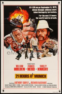 7y017 21 HOURS AT MUNICH 1sh 1976 cool art of William Holden, Franco Nero with grenade!