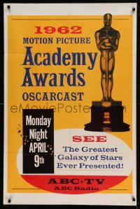 7y001 34TH ANNUAL ACADEMY AWARDS 1sh 1962 Motion Picture Academy Awards Oscarcast, Oscar statuette!