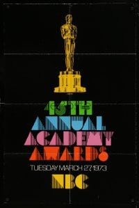 7y004 45TH ANNUAL ACADEMY AWARDS 1sh 1973 NBC, great artwork of the Oscar statuette!