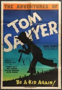 7y026 ADVENTURES OF TOM SAWYER 1sh 1938 Kelly, Mark Twain, completely different art, Leader Press!