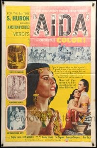 7y029 AIDA style B 1sh 1954 artwork of sexy Sophia Loren in Verdi's Italian opera!