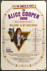 7y033 ALICE COOPER: WELCOME TO MY NIGHTMARE 1sh 1975 JAWS of rock, art of Alice Cooper by Struzan!