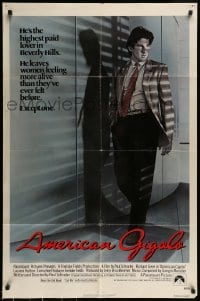 7y042 AMERICAN GIGOLO 1sh 1980 male prostitute Richard Gere is being framed for murder!