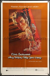 7y050 ANY WHICH WAY YOU CAN 1sh 1980 cool artwork of Clint Eastwood & Clyde by Bob Peak!