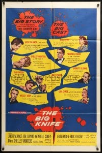 7y082 BIG KNIFE 1sh 1955 Robert Aldrich, Jack Palance, Ida Lupino, Shelley Winters, Rod Steiger