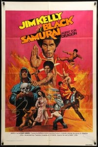 7y090 BLACK SAMURAI 1sh 1977 Jim Kelly, awesome kung fu martial arts action artwork!