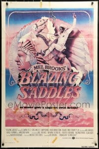 7y092 BLAZING SADDLES 1sh 1974 Mel Brooks western, art of Cleavon Little by Alvin & Goldschmidt!