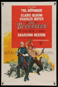 7y112 BUCCANEER 1sh 1958 Yul Brynner, Charlton Heston, directed by Anthony Quinn!