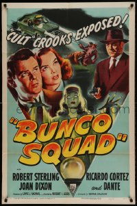 7y116 BUNCO SQUAD style A 1sh 1950 unmasking the phony spiritualist cult ring, great film noir art!