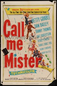 7y122 CALL ME MISTER 1sh 1951 Betty Grable, Dan Dailey, big-time good-time show of the year!