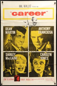 7y130 CAREER 1sh 1959 Dean Martin, Shirley MacLaine, Tony Franciosa, Carolyn Jones