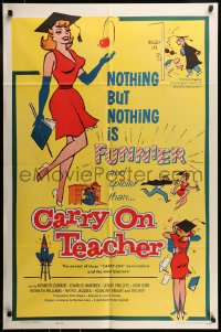 7y136 CARRY ON TEACHER 1sh 1962 Kenneth Connor, Charles Hawtrey, English, sexy comic art!