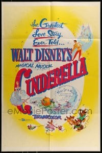 7y150 CINDERELLA 1sh R1957 Disney's classic musical cartoon, the greatest love story ever told!