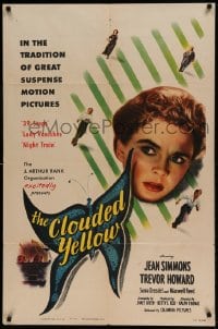 7y156 CLOUDED YELLOW 1sh 1951 art of Jean Simmons close up and running, Trevor Howard!