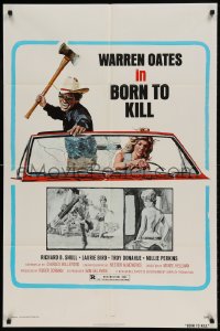 7y159 COCKFIGHTER 1sh R1975 Warren Oates w/axe & sexy girls, Born to Kill!