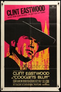7y168 COOGAN'S BLUFF 1sh 1968 art of Clint Eastwood in New York City, directed by Don Siegel!