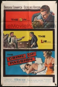 7y174 CRIME OF PASSION 1sh 1957 sexy Barbara Stanwyck, Sterling Hayden, Raymond Burr