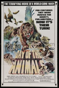 7y191 DAY OF THE ANIMALS 1sh 1977 the terrifying movie of a world gone man, now it's their turn!