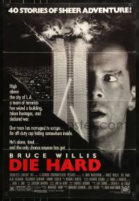 7y219 DIE HARD 1sh 1988 Bruce Willis vs twelve terrorists, action classic!