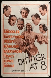 7y221 DINNER AT 8 1sh R1962 Jean Harlow in one of the most classic all-star romantic comedies!