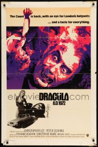 7y232 DRACULA A.D. 1972 int'l 1sh 1972 Hammer, cool artwork of vampire Christopher Lee!