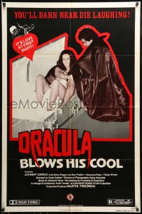 7y233 DRACULA BLOWS HIS COOL 1sh 1982 vampire fashion photographer, wacky girl in coffin!