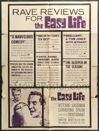 7y236 EASY LIFE 1sh 1963 Dino Risi's Il Sorpasso, Vittorio Gassman, Catherine Spaak!