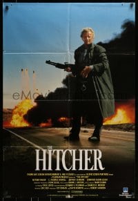 7y368 HITCHER English 1sh 1986 C. Thomas Howell, different Rutger Hauer with shotgun!