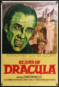 7y746 SCARS OF DRACULA English 1sh 1970 c/u art of bloody vampire Christopher Lee, Hammer horror!
