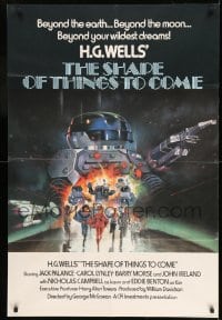 7y776 SHAPE OF THINGS TO COME English 1sh 1979 Jack Palance in H.G. Wells sci-fi, art of robot!