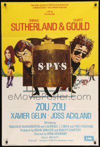 7y818 SPYS English 1sh 1974 wacky cartoon art of Elliott Gould & Donald Sutherland!