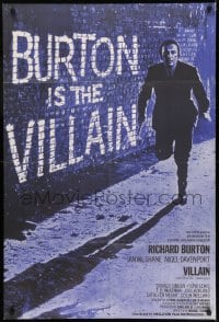 7y939 VILLAIN English 1sh 1971 Richard Burton has the face of a Villain, cool art!