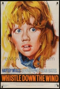 7y964 WHISTLE DOWN THE WIND English 1sh 1962 Bryan Forbes, close-up artwork of Hayley Mills!