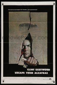 7y245 ESCAPE FROM ALCATRAZ 1sh 1979 Eastwood busting out by Lettick, but missing his signature!