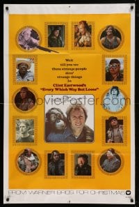 7y248 EVERY WHICH WAY BUT LOOSE teaser 1sh 1978 Clint Eastwood & Clyde the orangutan, lots of images