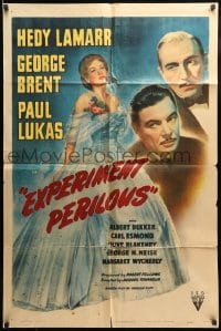 7y249 EXPERIMENT PERILOUS 1sh 1944 Jacques Tourneur, art of Hedy Lamarr, George Brent & Lukas!