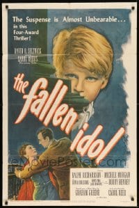 7y254 FALLEN IDOL 1sh 1949 Ralph Richardson, directed by Carol Reed, written by Graham Greene!