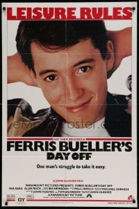 7y261 FERRIS BUELLER'S DAY OFF 1sh 1986 c/u of Matthew Broderick in John Hughes teen classic!