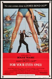 7y282 FOR YOUR EYES ONLY int'l 1sh 1981 Roger Moore as James Bond 007, cool Brian Bysouth art!