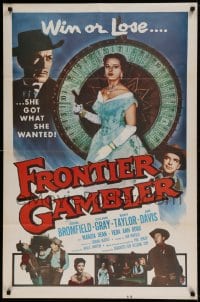 7y299 FRONTIER GAMBLER int'l 1sh 1956 great image of sexy Coleen Gray with gun by Big Six gambling reel!