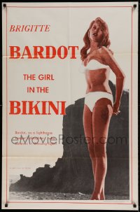 7y312 GIRL IN THE BIKINI 1sh 1958 sexy full-length Brigitte Bardot in skimpy swimsuit!