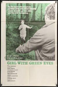7y314 GIRL WITH GREEN EYES int'l 1sh 1964 image of pretty Rita Tushingham running to Peter Finch!