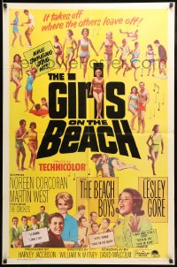 7y317 GIRLS ON THE BEACH 1sh 1965 Beach Boys, Lesley Gore, LOTS of sexy babes in bikinis!