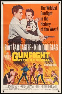 7y332 GUNFIGHT AT THE O.K. CORRAL 1sh R1964 Burt Lancaster, Kirk Douglas, directed by John Sturges!