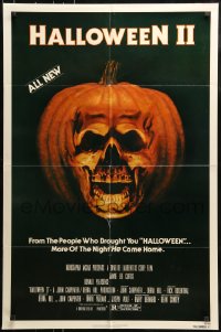 7y338 HALLOWEEN II 1sh 1981 cool jack-o-lantern skull image, more of the night HE came home!