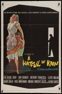 7y348 HATFUL OF RAIN 1sh 1957 Fred Zinnemann early drug classic, cool artwork!