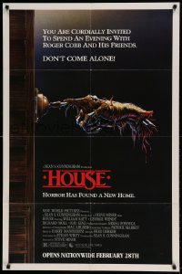 7y387 HOUSE advance 1sh 1986 Bill Morrison art of severed hand ringing doorbell, don't come alone!